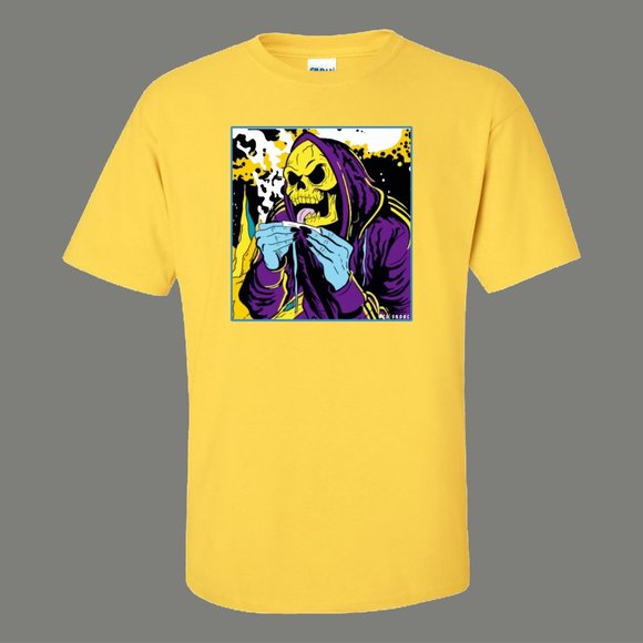 80S TV SKELETON ROLLING A DOOBIE 420 LIFE SHIRT - Picture 2 of 3